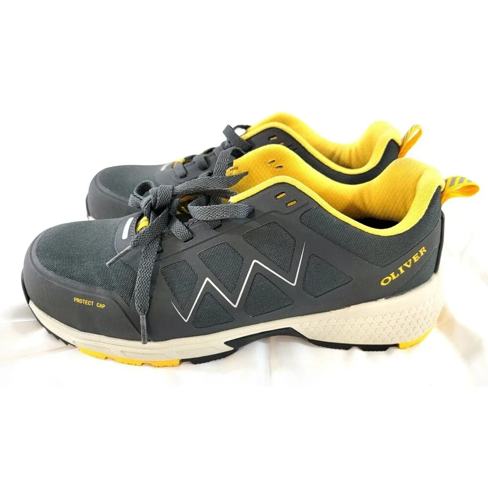 NEW Oliver Men's Grey /Yellow Fixit Series Steel Toe Shoes Size 8 NWOT